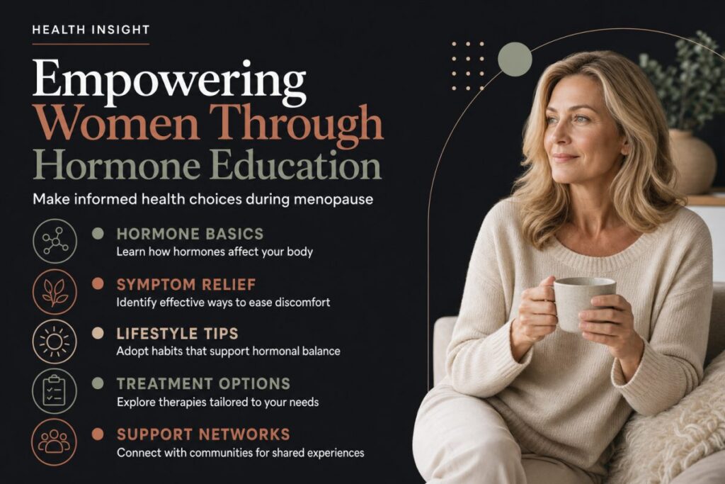 Middle-aged woman consulting with healthcare provider about hormone therapy