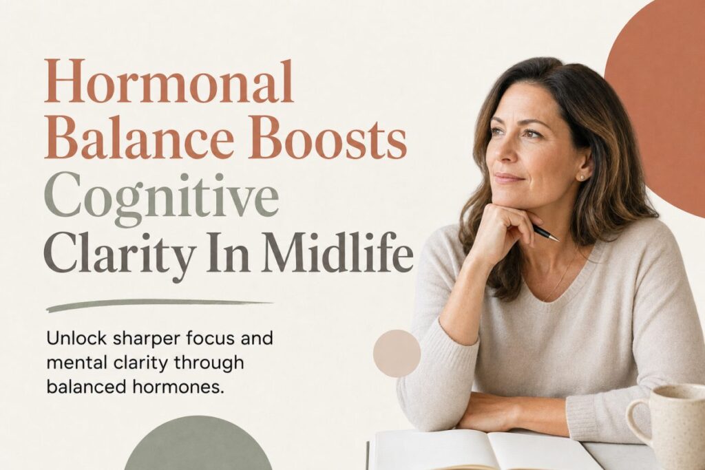 Image suggestion: Midlife adult woman looking thoughtfully at a notebook, representing cognitive clarity and wellness